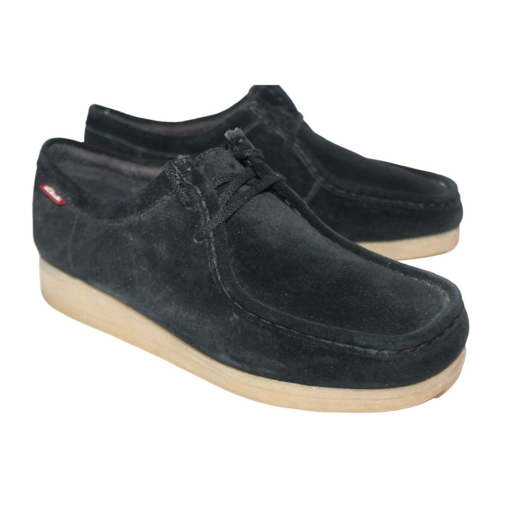 CLARKS COLLECTION Womens Black Suede Crepe Sole Walking Comfort SHOES Laces Sz 9